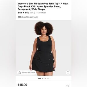 Size XXL A New Day Black Slim Fit Seamless Tank Top